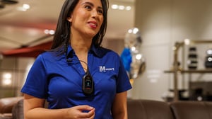 A retail sales associate using the SafetyCam.